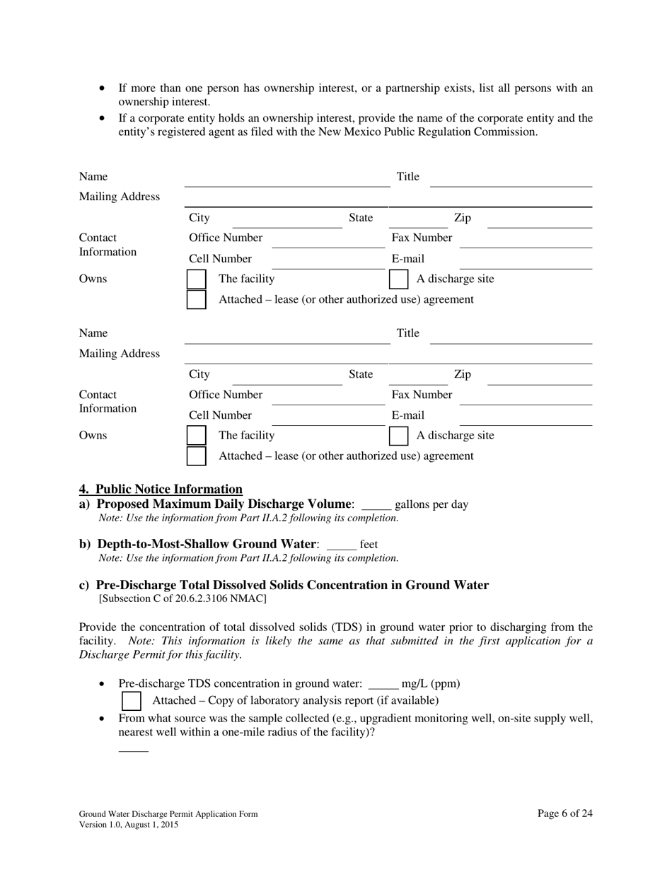 Ground Water Discharge Permit Application - New Mexico, Page 6