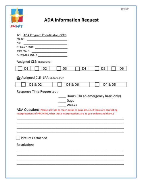 Form A-1334 Ada Information Request - New Mexico