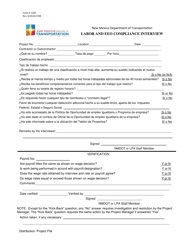 Form A-1265 &quot;Labor and EEO Compliance Interview&quot; - New Mexico (English/Spanish)