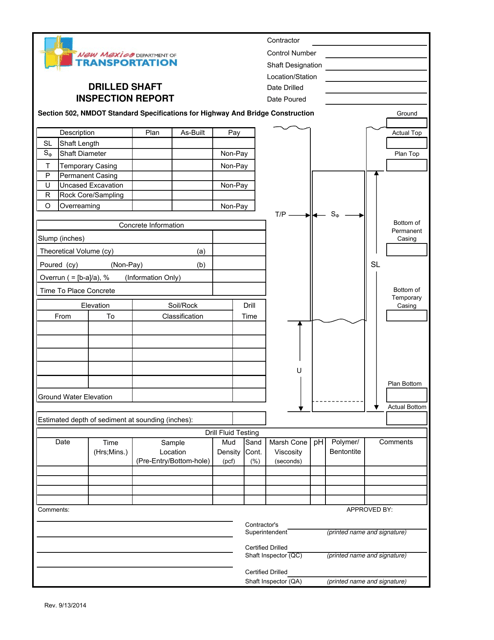 Drilled Shaft Inspection Form - New Mexico
