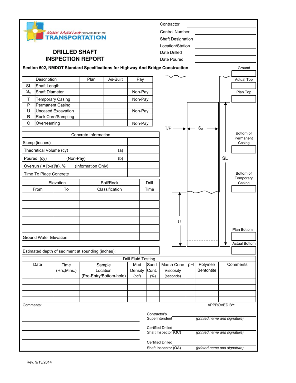 Drilled Shaft Inspection Form - New Mexico, Page 1