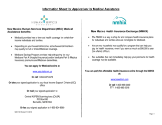 Document preview: Form MAD100 Application for Medical Assistance - New Mexico