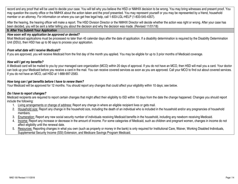 Form MAD100 Application for Medical Assistance - New Mexico, Page 14