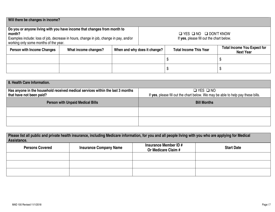 Form MAD100 Application for Medical Assistance - New Mexico, Page 7