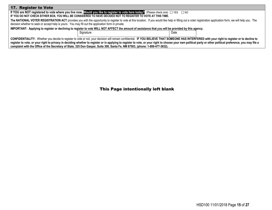 Form HSD100 Application for Assistance - New Mexico, Page 15