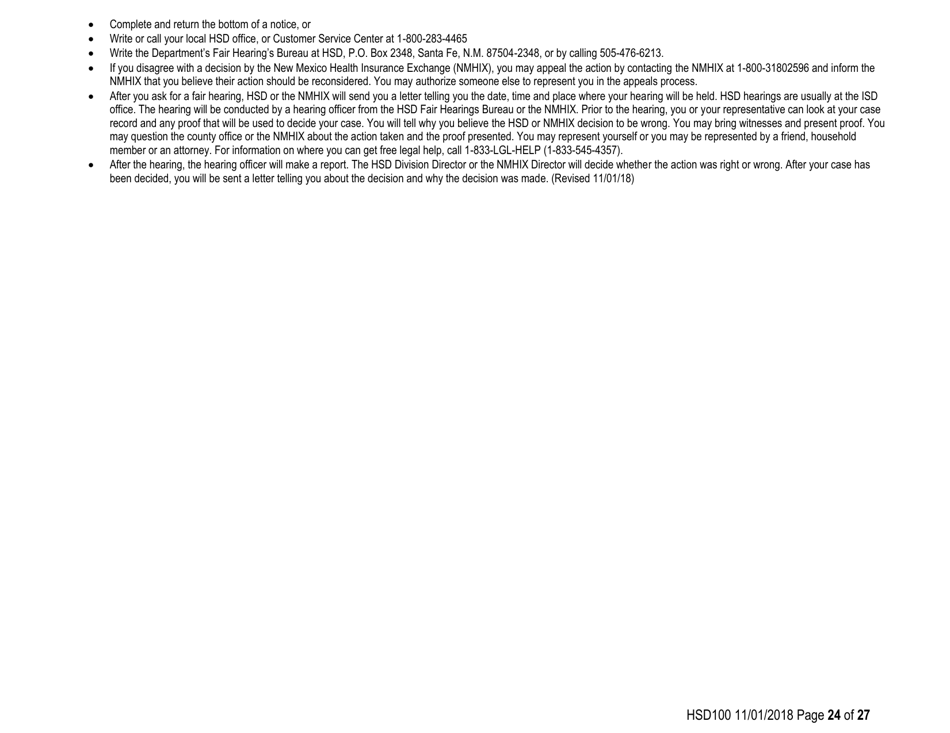 Form HSD100 Application for Assistance - New Mexico, Page 24