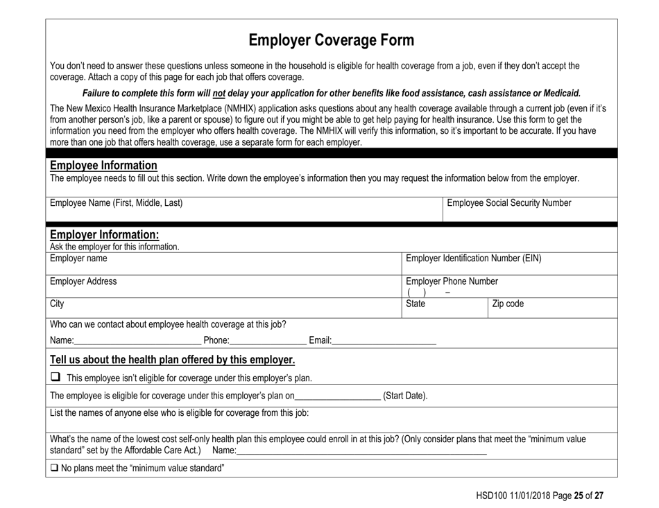Form HSD100 Application for Assistance - New Mexico, Page 25