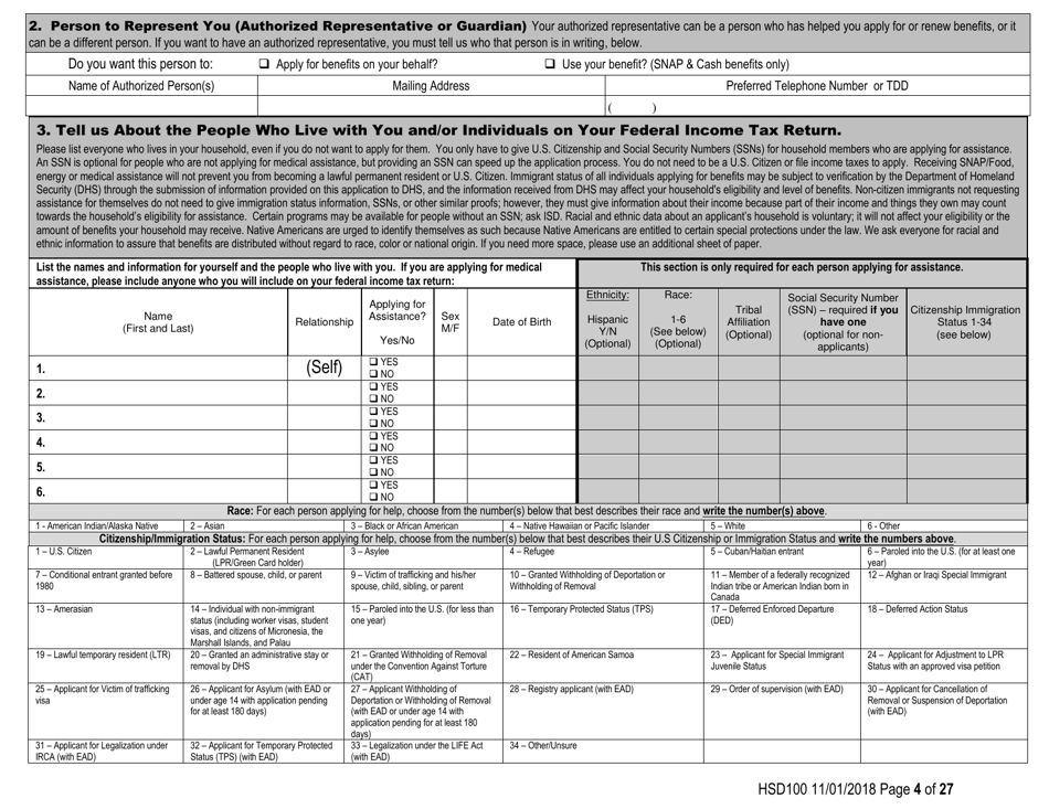 Form HSD100 Application for Assistance - New Mexico, Page 4