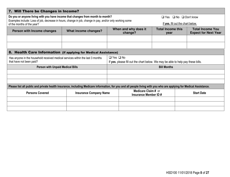 Form HSD100 Application for Assistance - New Mexico, Page 8