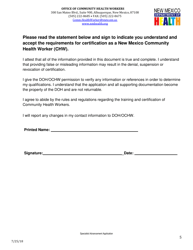 Community Health Worker State Certification Specialty Track Advanced Application - New Mexico, Page 5