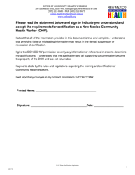 Community Health Workers State Certification Application - New Mexico, Page 7
