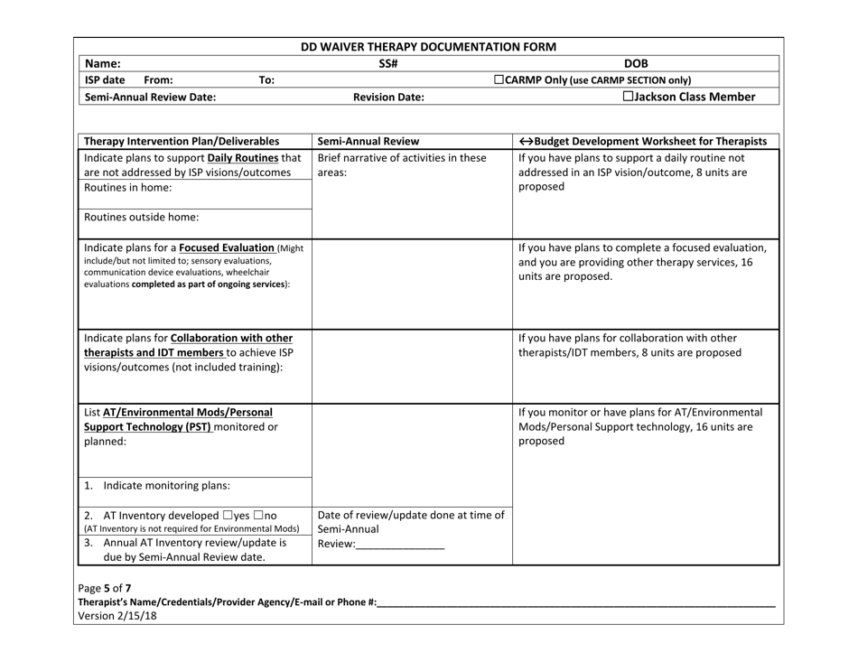 New Mexico DD Waiver Therapy Documentation Form - Fill Out, Sign Online ...