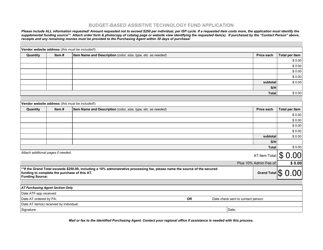 Budget-Based Assistive Technology Fund Application - New Mexico, Page 2