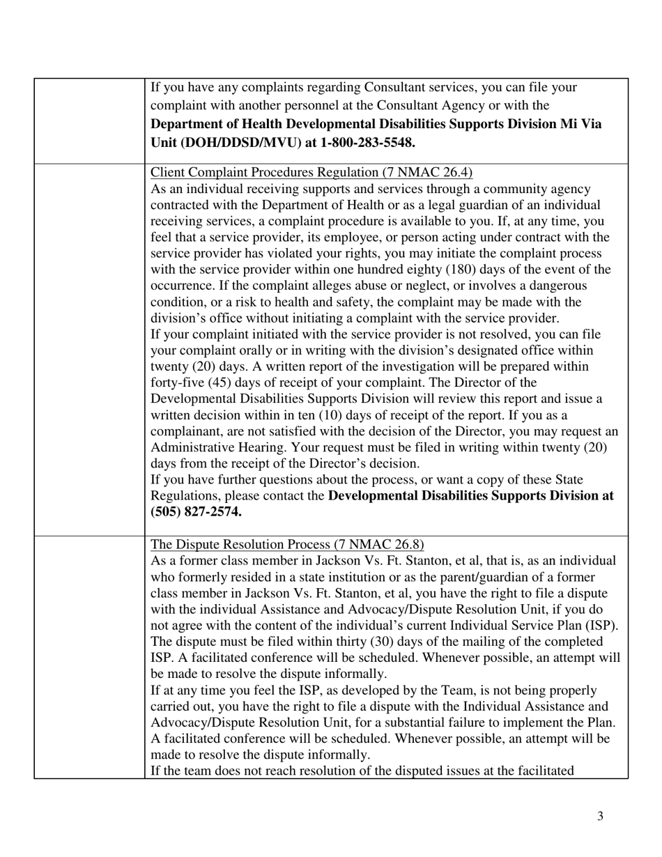 Mi via Self-directed Waiver: Service and Support Back-Up Plan Acknowledgement Form - New Mexico, Page 3