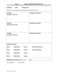 Document preview: Medical Emergency Response Plan Form (Side-By-Side Format) - New Mexico