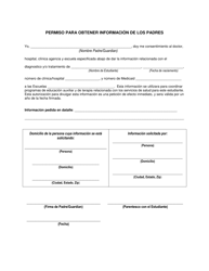 Document preview: Permiso Para Obtener Informacion De Los Padres - New Mexico (Spanish)