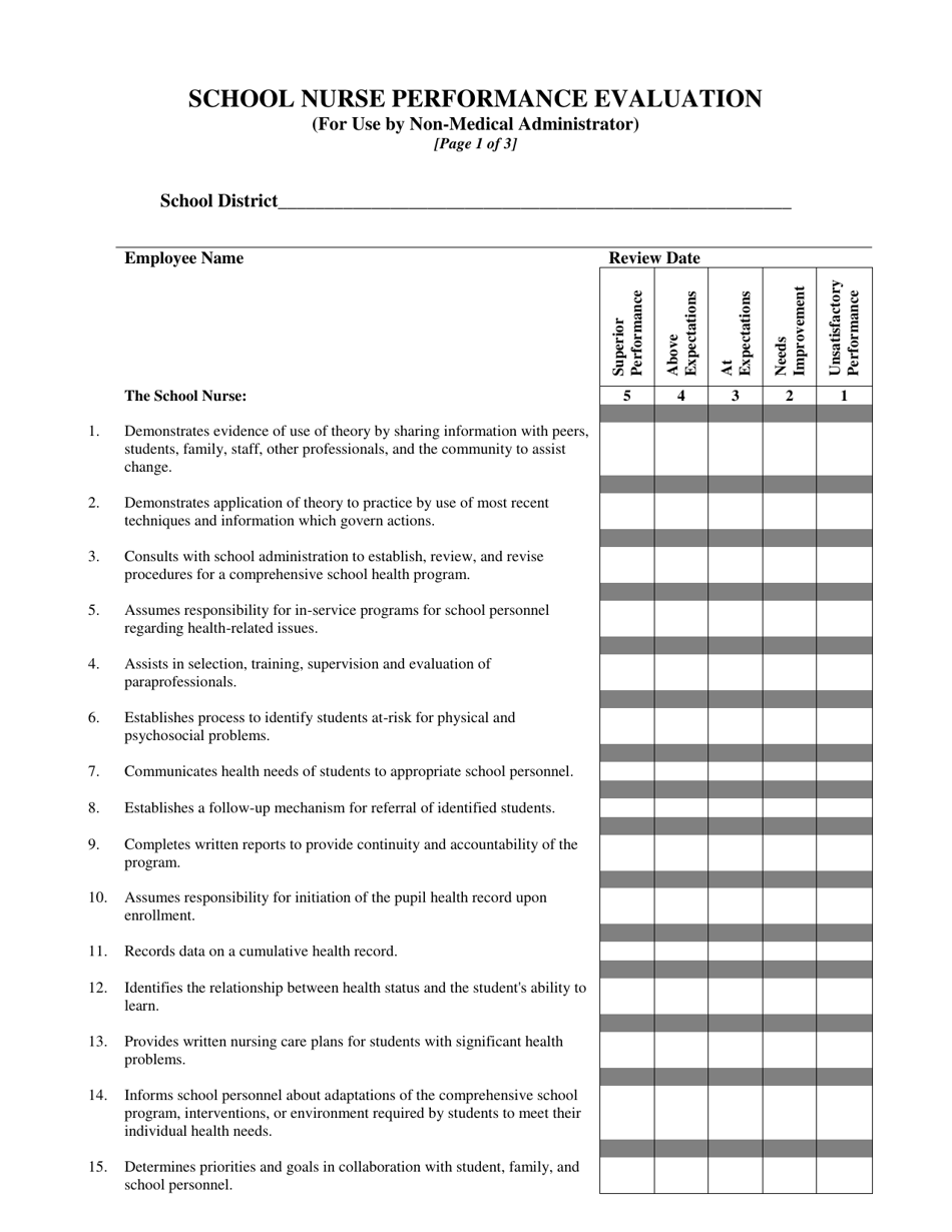 School Nurse Performance Evaluation - New Mexico, Page 1