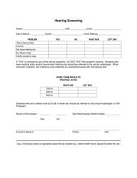 Document preview: Hearing Screening Form - New Mexico