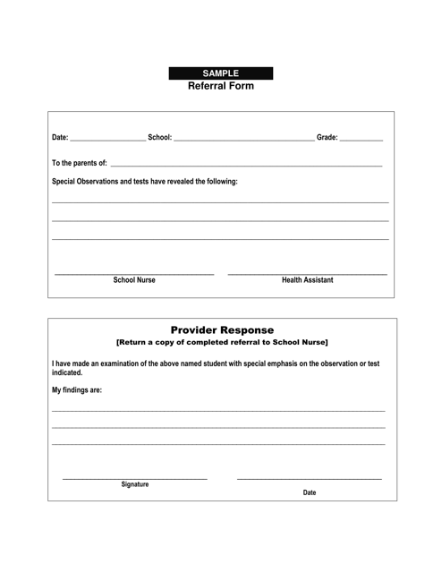 Sample General Referral Form - New Mexico