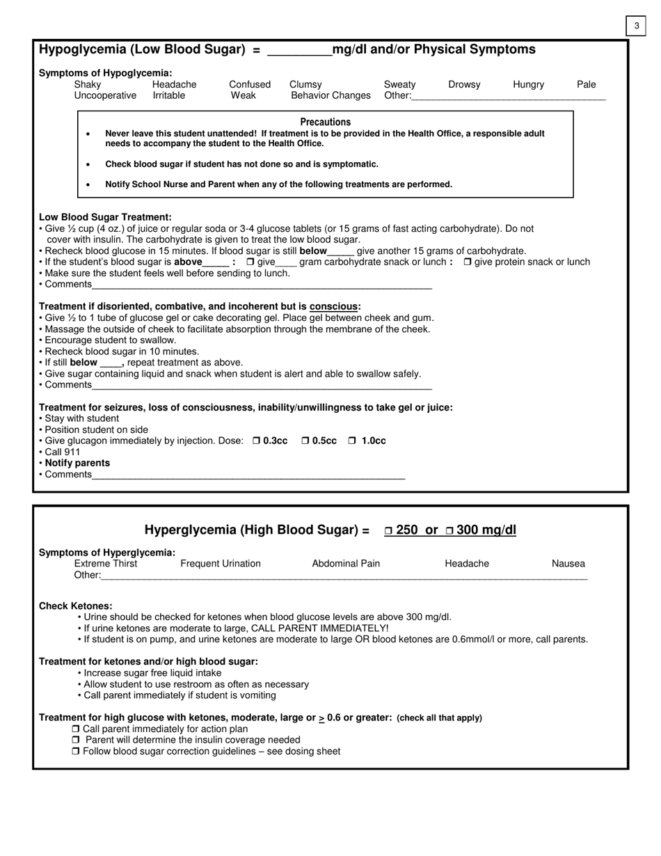 Diabetes Medical Management Plan - New Mexico, Page 3