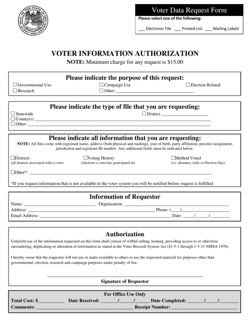 Voter Data Request Form - New Mexico