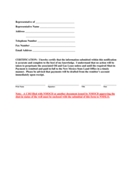 Shut-In Oil Well Notification Form - New Mexico, Page 2