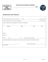 Document preview: Notice of Unit Operator Transfer - New Mexico
