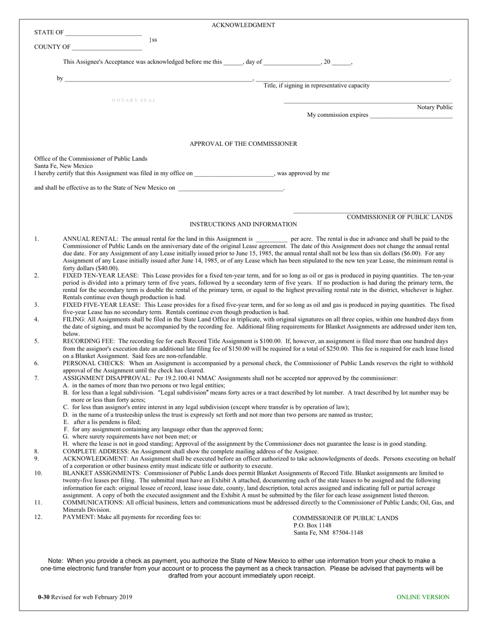 Form 0-30-A Download Fillable PDF or Fill Online Record Title of ...