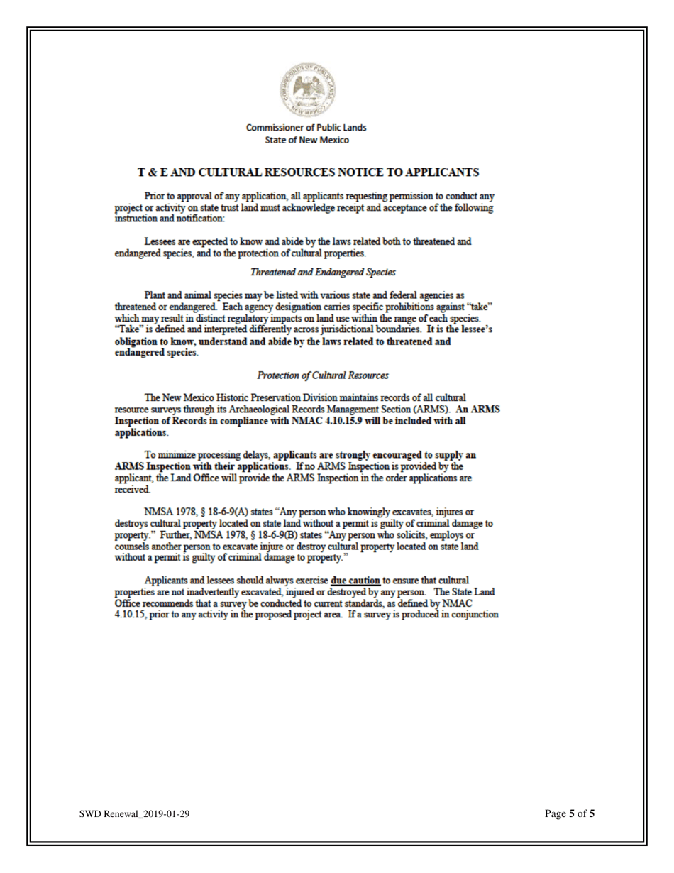 Application for Renewal of Salt Water Disposal Easement - New Mexico, Page 5