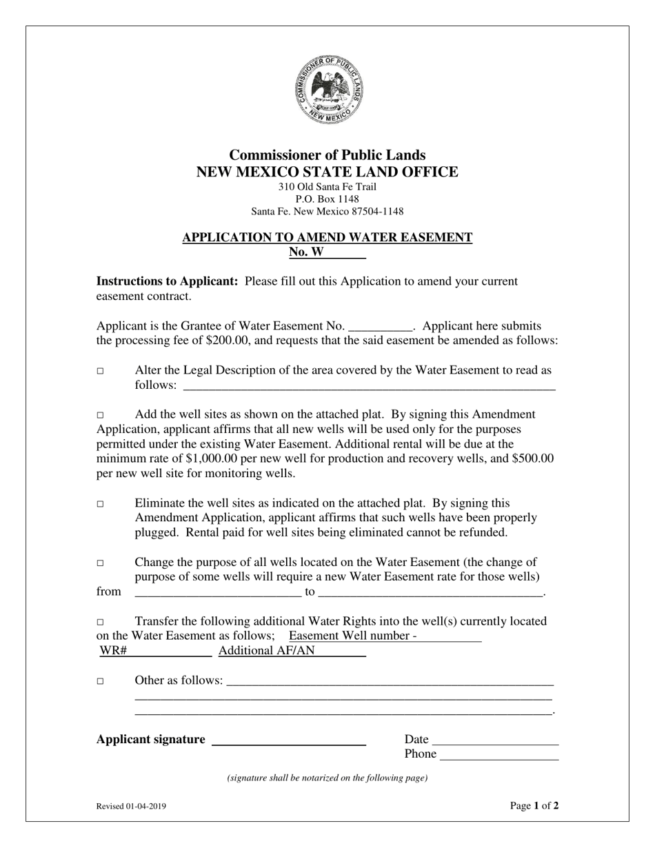 Application to Amend Water Easement - New Mexico, Page 1