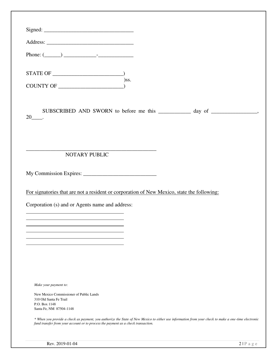Application for 90-day Temporary Water Easement - New Mexico, Page 2