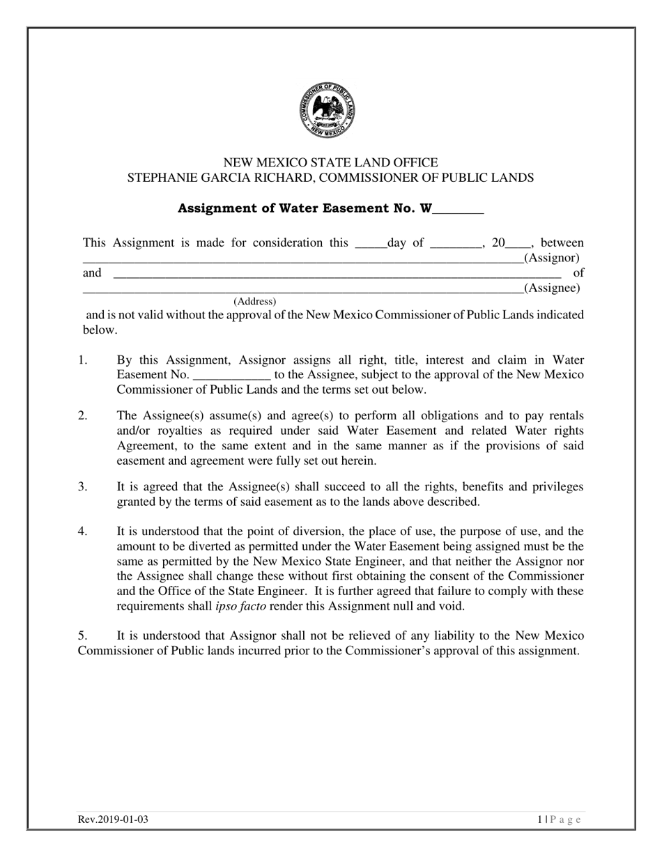 Assignment of Water Easement - New Mexico, Page 1