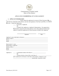 Application for Renewal of Water Easement - New Mexico