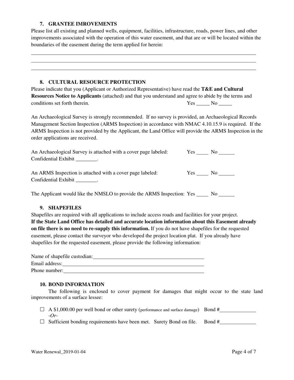 Application for Renewal of Water Easement - New Mexico, Page 4