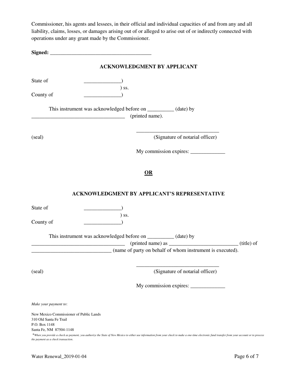 Application for Renewal of Water Easement - New Mexico, Page 6