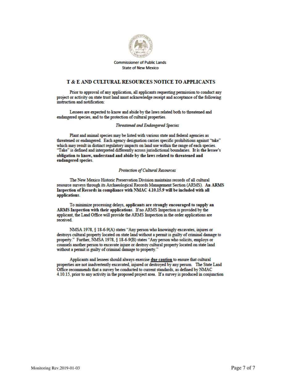 Application for Water Monitoring Easement - New Mexico, Page 7