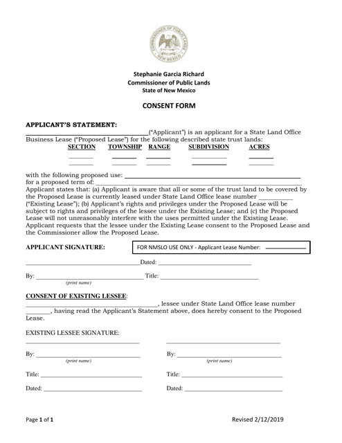 Consent Form - New Mexico Download Pdf