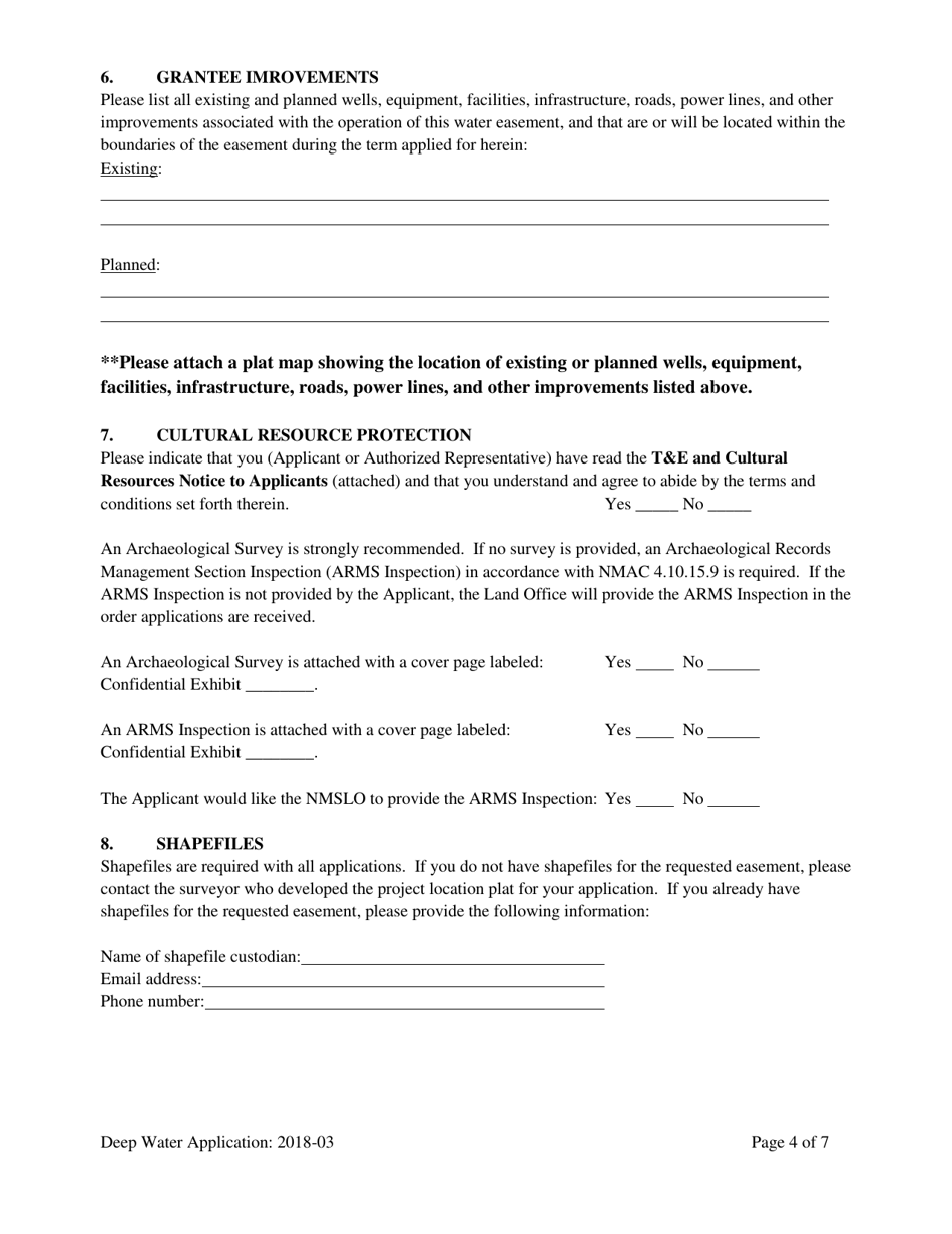 Application for Deep Water Easement - New Mexico, Page 4