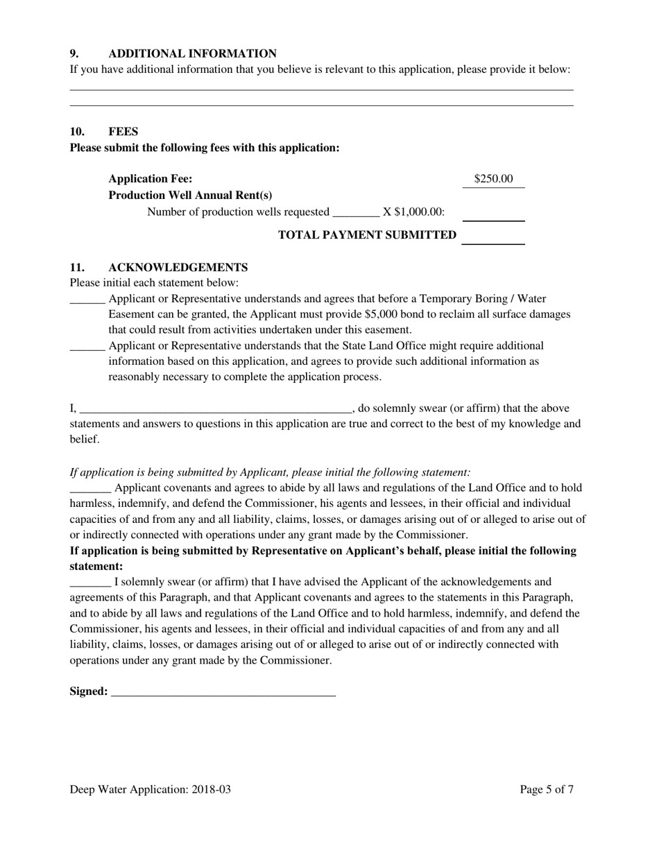 Application for Deep Water Easement - New Mexico, Page 5