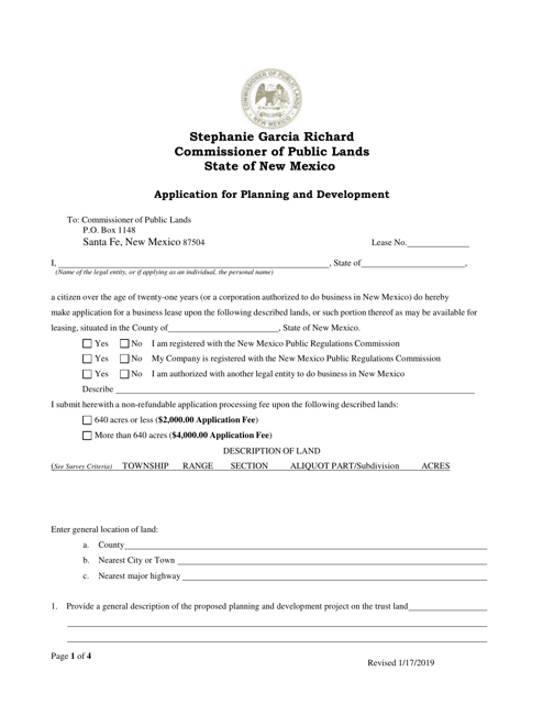 Application for Planning and Development - New Mexico Download Pdf