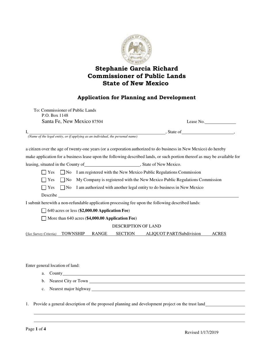 Application for Planning and Development - New Mexico, Page 1