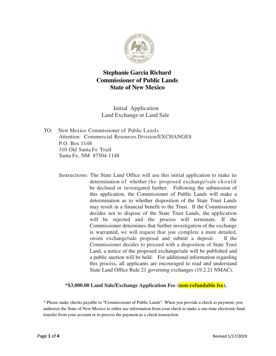 New Mexico Application for Exchange or Sale - Fill Out, Sign Online and ...