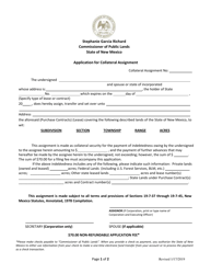 Application for Collateral Assignment - New Mexico