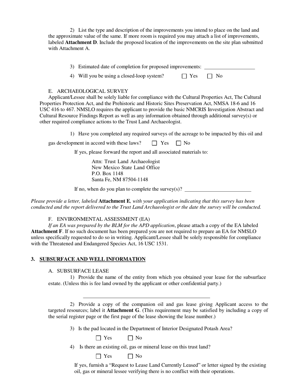 Application for Well Pad Business Lease - New Mexico, Page 4