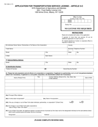 Form FSI1000 Application for Transportation Service License - Article 5-c - New York