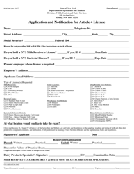 Form DMC163 Application and Notification for Article 4 License - New York