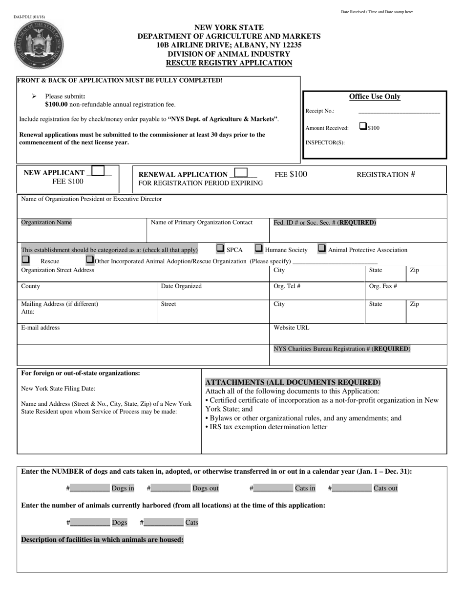 Rescue Registry Application - New York, Page 1