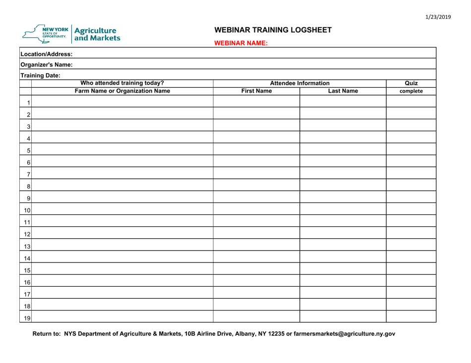 New York Webinar Training Logsheet - Fill Out, Sign Online and Download ...