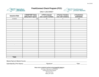 Document preview: Freshconnect Check Program (FCC) Daily Log Sheet - New York