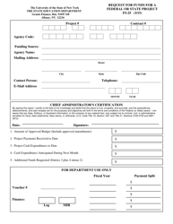 Form FS-25 Request for Funds for a Federal or State Project - New York